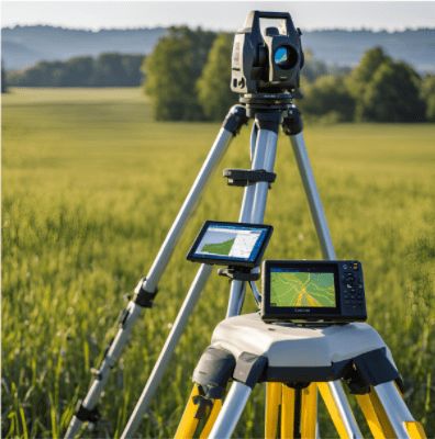 GPS survey equipment in the field